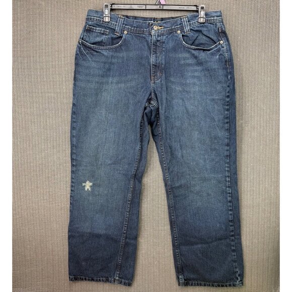 Urban Pipeline Mens Size 36 X 30 Blue Loose Low-rise Distressed Denim Jeans - Picture 2 of 10